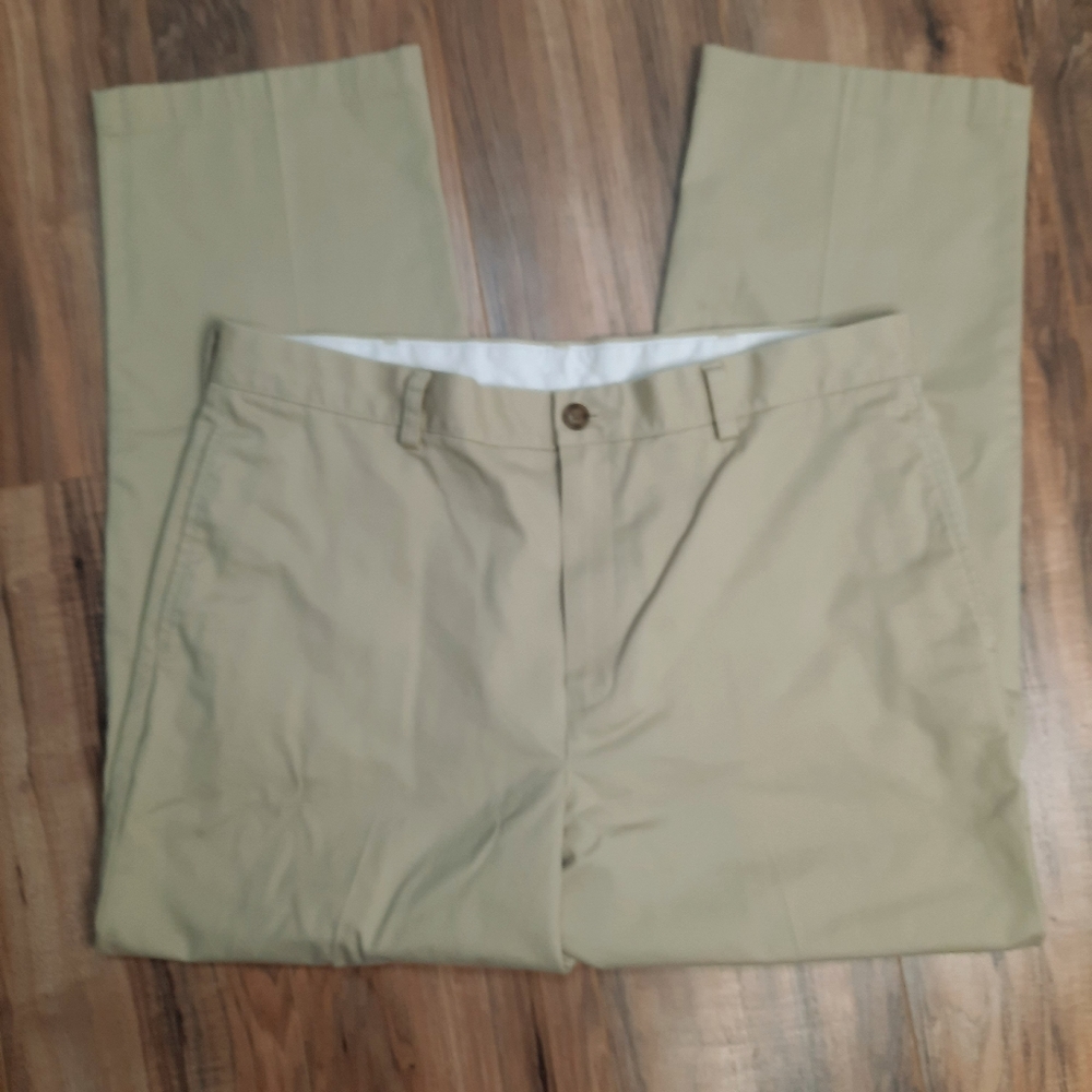 LL Bean Mens Natural Fit Light Beige Tan Flat-Front Pants Size 36x29